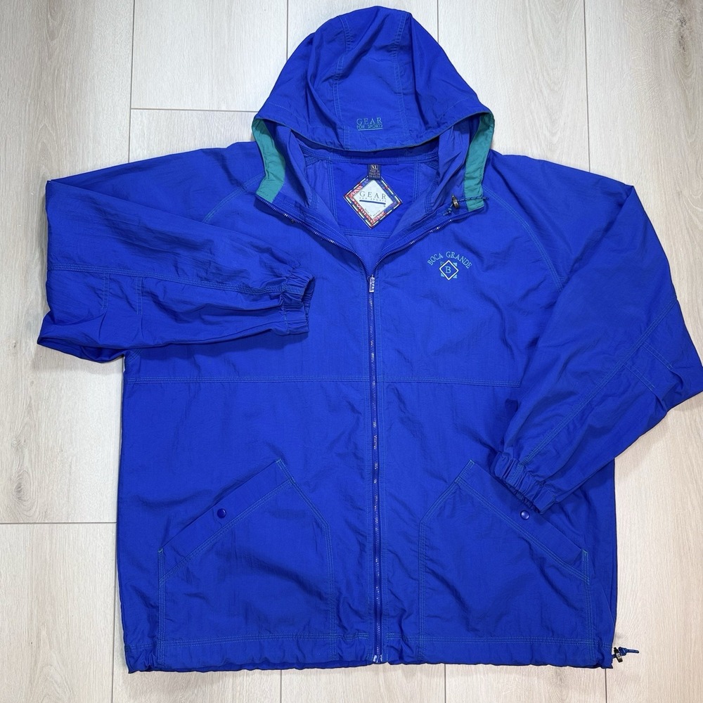 VTG Gear For Sports Windbreaker Jacket Mens XL Blue Boca Grande Golf 90s Hood